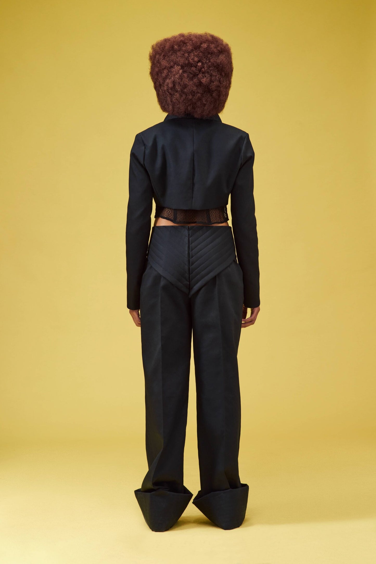 BLACK QUILTED SUIT TROUSER