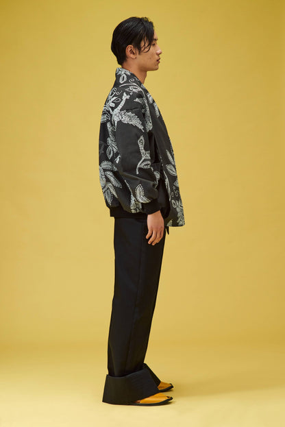 PRINTED DENIM BOMBER JACKET