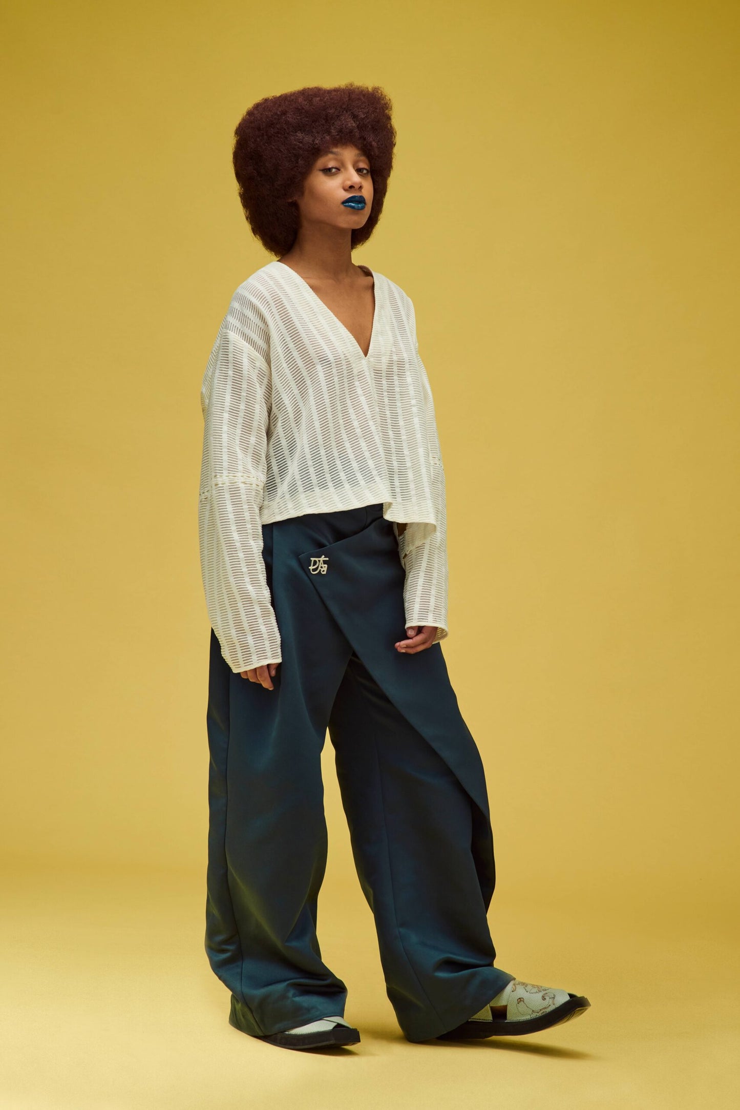 NAVY WRAP TROUSER
