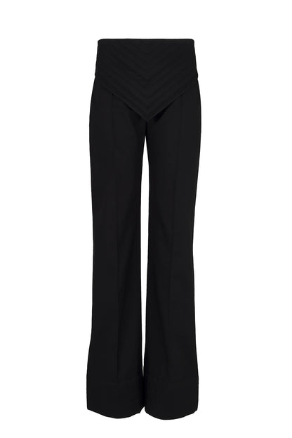 BLACK QUILTED SUIT TROUSER