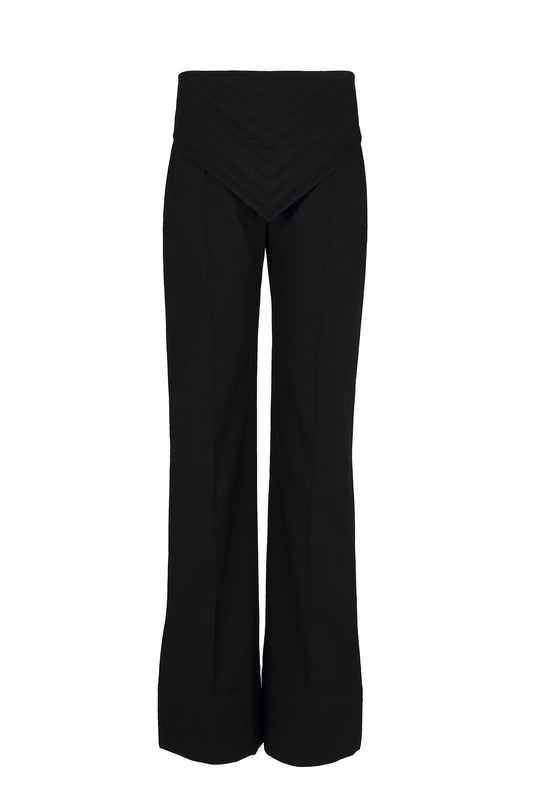 BLACK QUILTED SUIT TROUSER