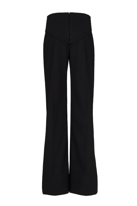 BLACK QUILTED SUIT TROUSER