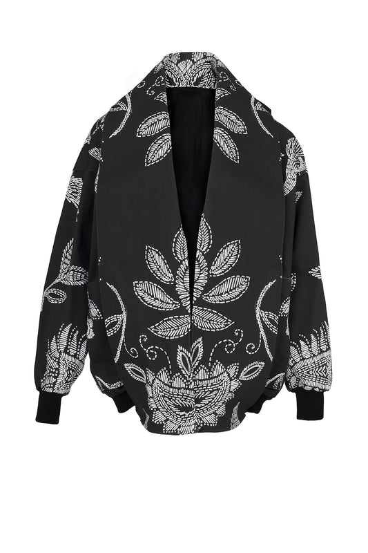 PRINTED DENIM BOMBER JACKET
