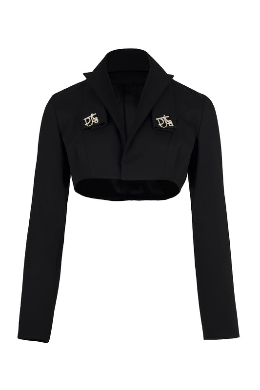 BLACK QUILTED SUIT BLAZER