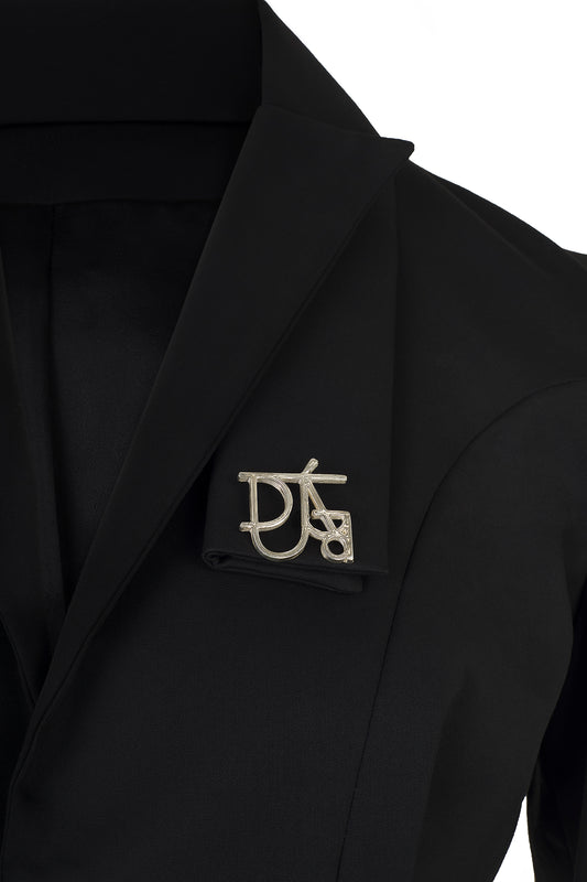 BLACK QUILTED SUIT BLAZER