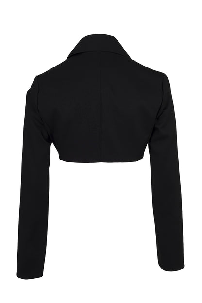 BLACK QUILTED SUIT BLAZER